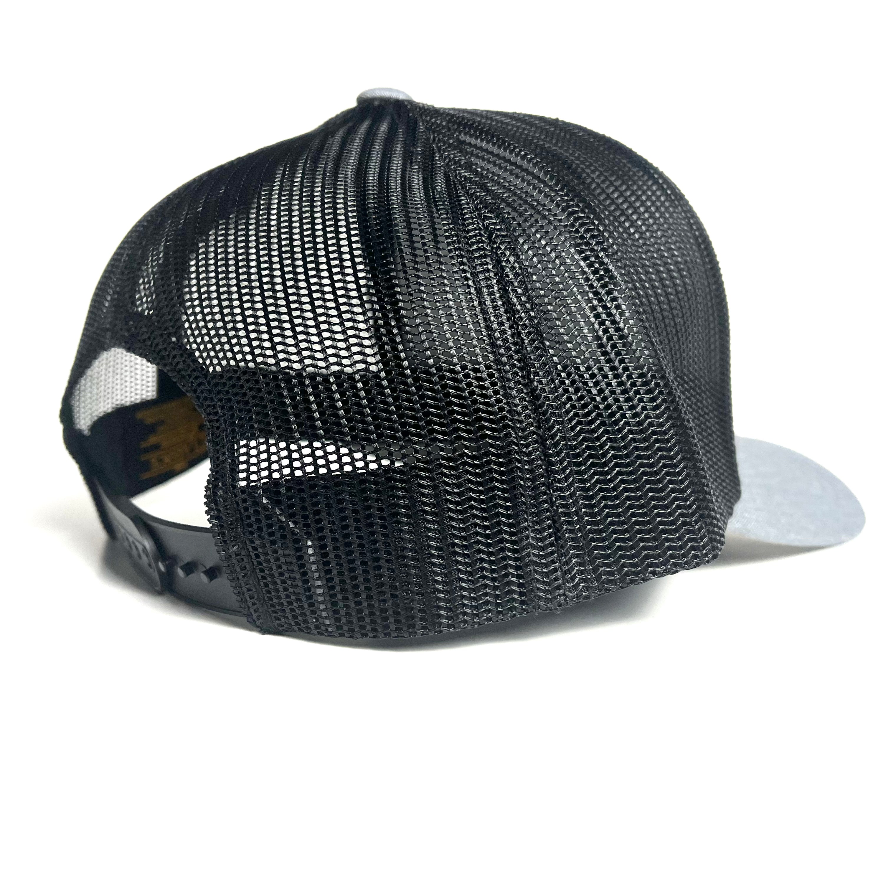 Gray Trucker Hat Leather Patch